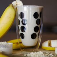 Almond Protein Shake · Milk, vanilla protein, banana, and almond syrup.