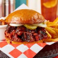 Prime Burnt Ends Sandwich · Served on a toasted bun with onions, pickles and BBQ sauce.  Choose two made from scratch si...