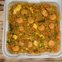 Combination Fried Rice (Beef, Chicken And Shrimp) · Served with green bean, pea, corn carrot, onion and egg.
(Beef, Chicken and Shrimp)