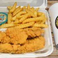 4Pc Tender W/ Fries & Drink · Served with one 2oz dip sauce.