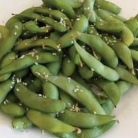 Edamame · Steamed, salted soybeans.