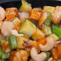 Cashew · House brown sauce, diced bamboo, carrots, water chestnut, zucchinis, celery, cashew nuts wit...