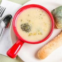 Broccoli & Cheese · Serving every Monday.  Choice of one 12oz soup cup and two breads.