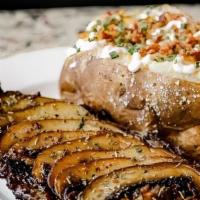 16 Oz Boneless Prime Ribeye Served With Portobello Mushrooms · Our Steaks Are Locally Sourced Through Texas Cattlemen And Hand Cut In House. This Is Premiu...