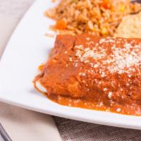 Enchilada Platter · Two tortillas rolled with melted mozzarella cheese and smothered with your choice of enchila...