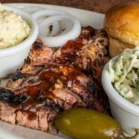 2 Meat · Meats Rubbed, mopped and slow pit-smoked. Served with your choice of two made from scratch s...