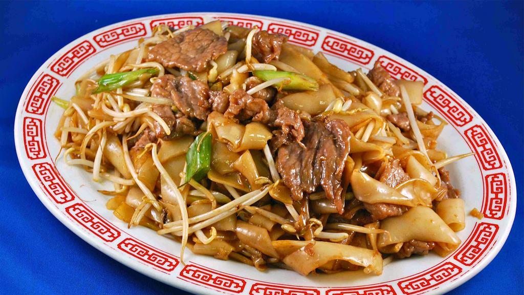 N-7. Pan Fried Chow Ho Fun (Rice Noodle) · Add $4.00 with chicken.
Add $4.00 with pork.
Add $5.00 with beef.
Add $6.00 with shrimps.
Add $6.00 with fried tofu.
Add $9.00 with beef chicken and shrimps.