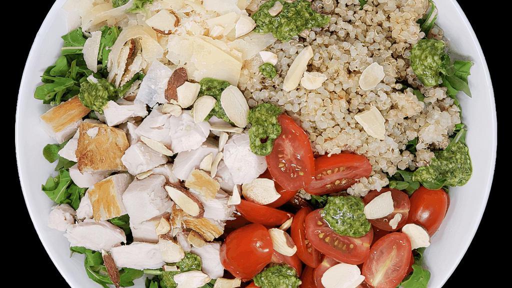 The Super Bowl · A wholesome protein-packed grain bowl with roasted turkey, juicy tomatoes, and pesto finish