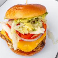 Chipotle Chicken Sandwich · Grilled chicken sandwich with avocado mash, American cheese, lettuce, tomato, red onion and ...