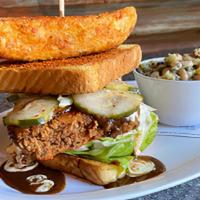 Pdx Hot Chicken Sandwich · Fried Chicken Thigh, Zesty Ranch, Pickles, Maple Sarat Gat Sauce on Texas Toast