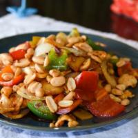 Kung Pao · Spicy. The classic sichuan dish, wok-seared with red and green peppers, onion, dry chili pep...