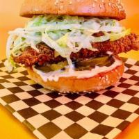 Fried Chicken · w/ buttermilk iceberg slaw, Crystal mayo, and pickles