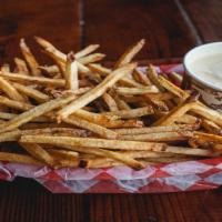 Shake Fries · Hand-cut fries with a bit of milkshake, made with Full Tilt ice cream, to dip in.