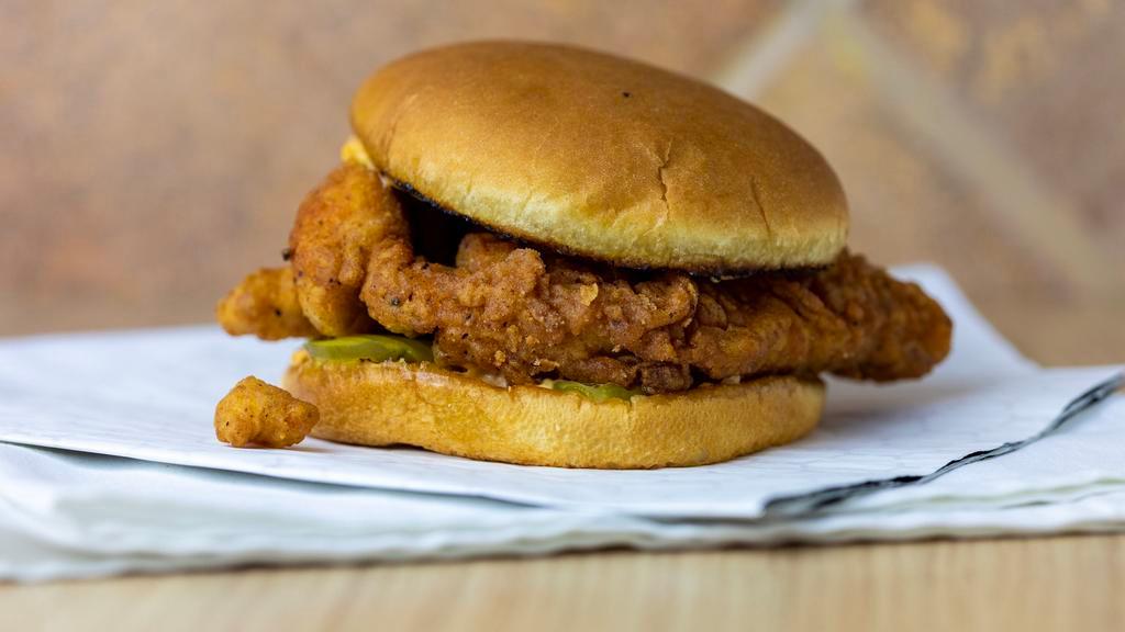 Chicken Sandwich 
 · Spicy or Regular White Meat Chicken Sandwich with Pickled dill and mayo.