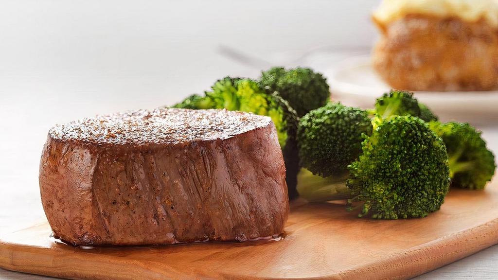  Victoria'S Filet® Mignon* · The most tender and juicy thick cut seasoned and seared. Served with two freshly made sides.