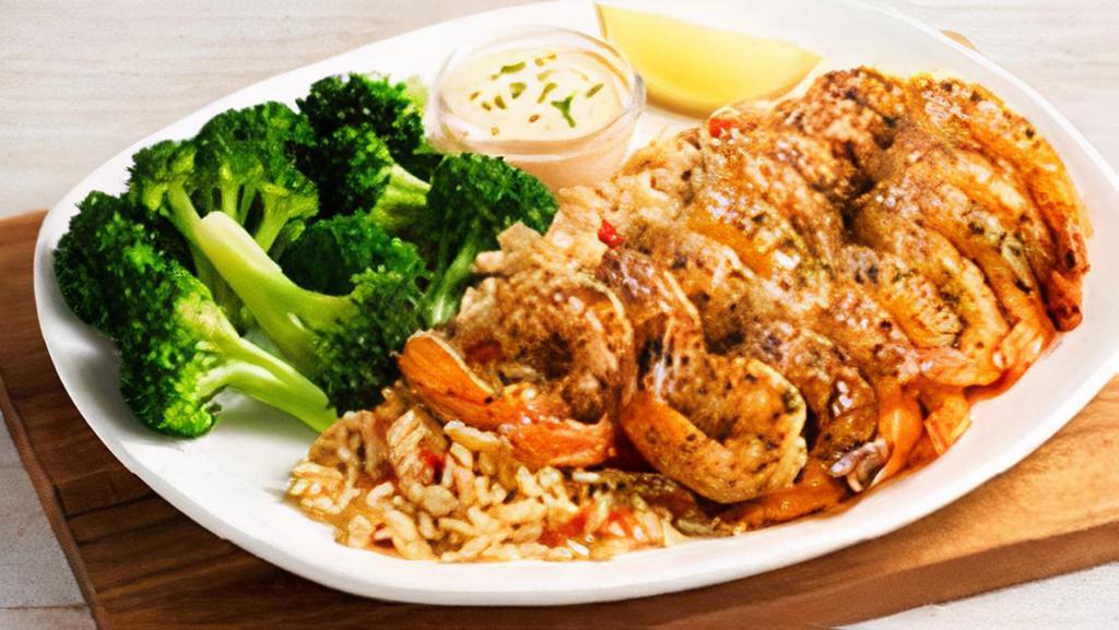 Grilled Shrimp On The Barbie · Seasoned and grilled. Served with our classic rémoulade sauce. Served with two freshly made sides.