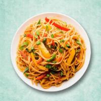 Fiery Vegetarian Noodles · A popular Indo Chinese dish that features stir fried vegetables and noodles tossed with a ho...