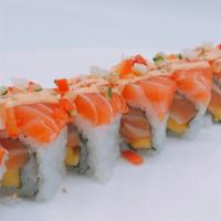 Golden Roll · Salmon, mango inside; salmon on top. Served with special sauce.