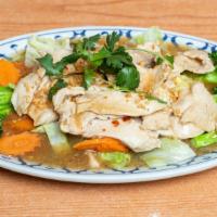 Garlic Delight · Sautéed meat with fresh garlic, broccoli, carrots and cabbage. Choose from tofu, chicken or ...