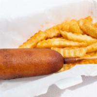 Corn Dog · Battered and deep fried sausage on a stick.