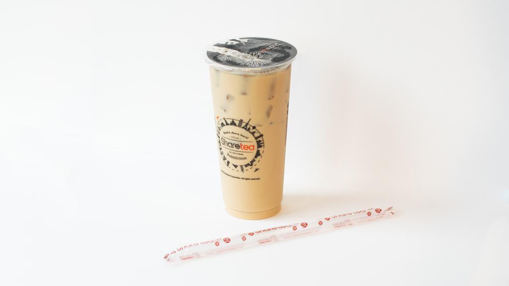 Ginger Milk Tea · A creamy ice cold drink with a strong taste of ginger, added by a cool and refreshing tea flavor.