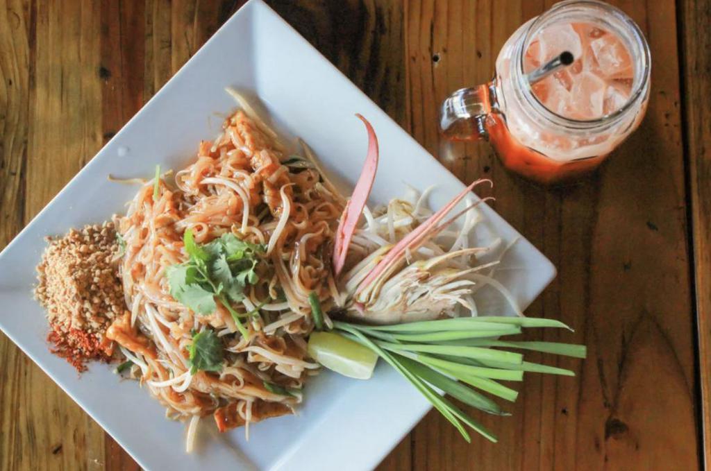Pad Thai · Stir fried thin rice noodles, bean sprouts, peanuts, and chives in our signature pad thai sauce.