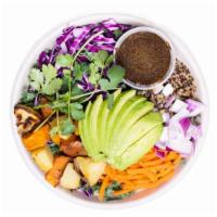 Super Nutri Salad (Gf, V) · Kale, Romaine, Red Cabbage, Organic Quinoa, Avocado, Carrots, Baked Sweet Potatoes, Red onio...