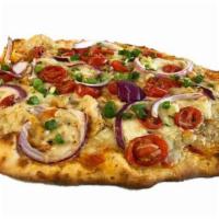 Chicken Tuscany Pizza · Artisan Pita, House made Fresh Marinara Sauce, Mozzarella, Parmesan Cheese, Red Onions, Grap...