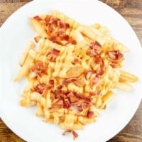 Cheese Bacon Fried · Crunchy fries with melted cheese and fried bacon.