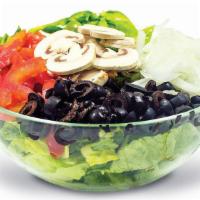 Garden Salad · Onions, green peppers, black olives, mushrooms, tomatoes.