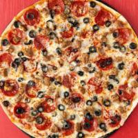 Traditional Pizza (Large) · Pepperoni, sausage, olives and extra cheese.
