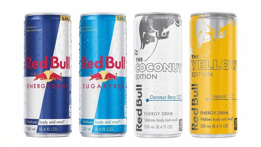 Red Bull Energy Drink · Red Bull Energy Drink.   Choice of Red Bull Energy Drink,  Tropical Edition, Coconut Edition or Red Bull Energy Drink Sugarfree