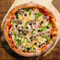 Crazy Little Thing (Vegetarian)(Red Sauce) · White onions, green bell peppers, mushrooms, garlic, black olives, Mozzarella cheese, Romano...