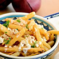 Greek Fries · French fries, garlic or tzatziki sauce, feta cheese