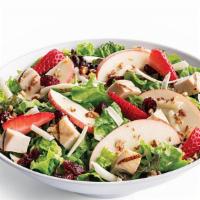 Strawberry Harvest · House-Chopped Mixed Greens, Cage-Free Chicken, Strawberries, Fontina Cheese, Gala Apples, Dr...