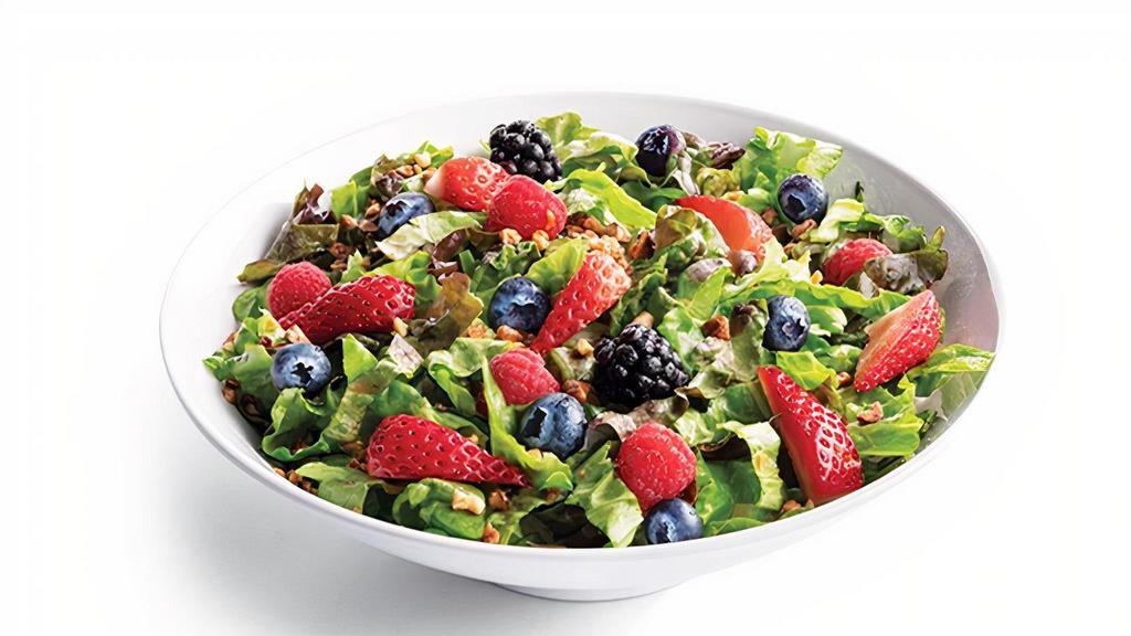 Nuts About Berries · House-Chopped Mixed Greens, Blueberries, Strawberries, Raspberries, Blackberries & Cinnamon Almonds with Poppyseed Dressing
