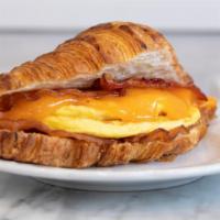 Bacon Egg And Cheese Croissant · Bacon, omelet, cheddar cheese