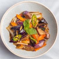 Thai Style Stir Fry Eggplant Basil  · Stir fry eggplant with soybeans, Thai basil.
