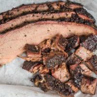 2 Meat Plate · Choose two of the following: pulled pork, sliced or chopped brisket, boneless chicken, or sa...
