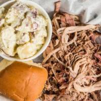 1 Meat Plate · Choose one of the following: pulled pork, sliced or chopped brisket, boneless chicken, or sa...