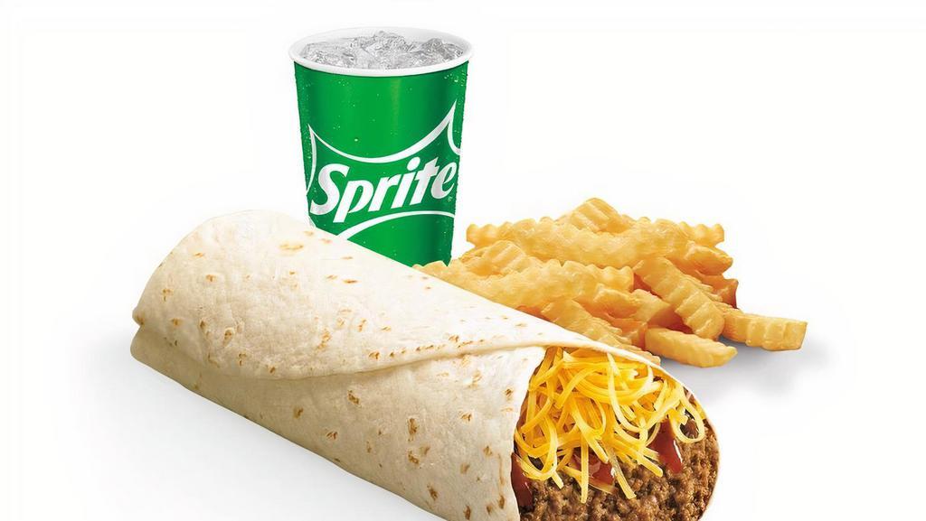 Del Beef Burrito Meal · Our Del Beef Burrito™, plus our famous Crinkle-Cut Fries and a refreshing beverage.