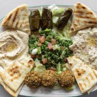 Vegetarian Platter* · 3 Falafel, 3 Dolmas and Baba Ganoush