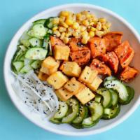 Evergreen Bowl · Vegetarian. Roasted sweet potato, organic tofu, cucumber, sweet onion, roasted sesame sauce,...