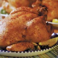 Rotisserie Chicken · Fully cooked tender chicken with juicy white and dark meat, enough to serve 2-4. 30 oz.