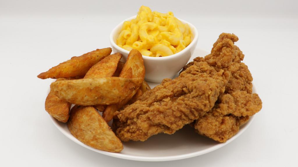 Chicken Combo Meal #6: Chicken Tenders With Mac & Cheese And Potato Wedges. · 