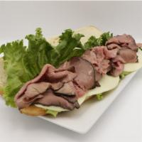 Roast Beef Provolone Footlong · Roast Beef, Provolone Cheese and Lettuce on a 12