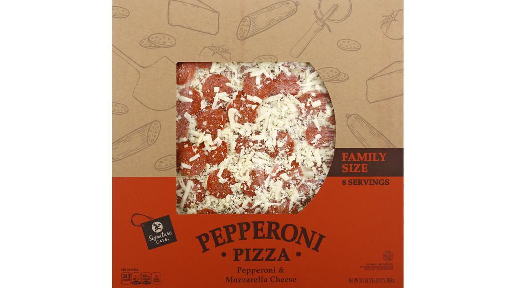 Signature Café Pepperoni Family Pizza · Pepperoni and mozzarella; everyone's favorite. 38.2 oz.