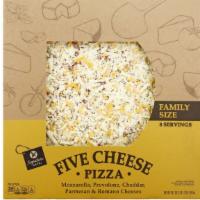 Signature Café Five Cheese Family Pizza · A blend of mozzarella, provolone, cheddar, parmesan and romano cheeses! 36.7 oz.