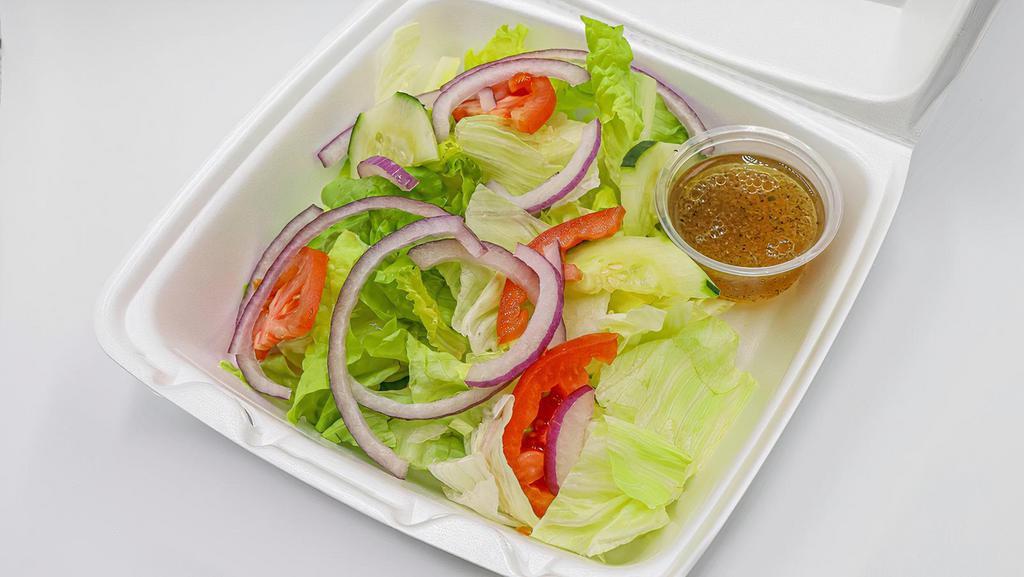 House Side Salad · Mixed lettuce, tomatoes, cucumbers, red onions