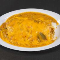 Breakfast Burrito  · CHOICE OF BACON, SAUSAGE, HAM OR NO MEAT
WITH EGGS AND POTATOES TOPPED WITH GREEN CHILI AND ...